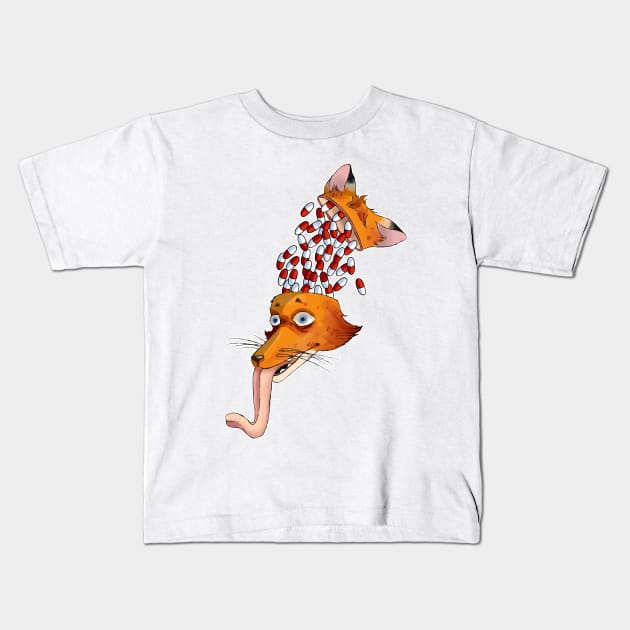 Tripping fox Kids T-Shirt by Telemiu